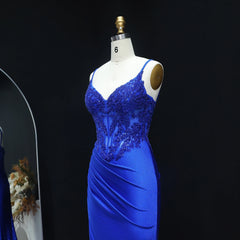 Beaded Sweetheart Satin Mermaid Prom Gown