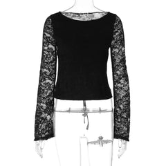 Lace Backless Tie Back Top