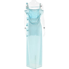 Light blue evening gown on a white background