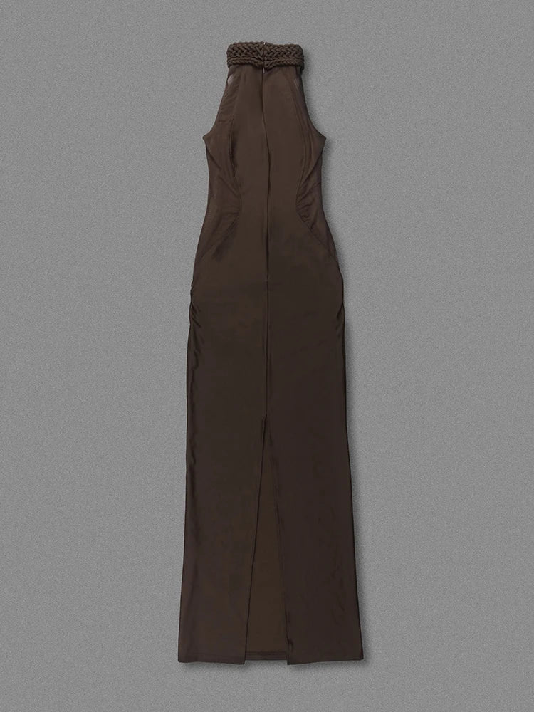 Brown jumpsuit on a gray background