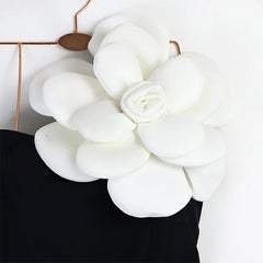 One-Shoulder Swimsuit with Oversized Flower Detail and Matching Printed Sarong Set