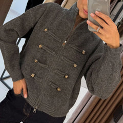 Double-Breasted Zip-Front Jacket