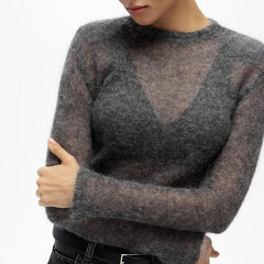 Sheer Knit Shoulder Detail Top