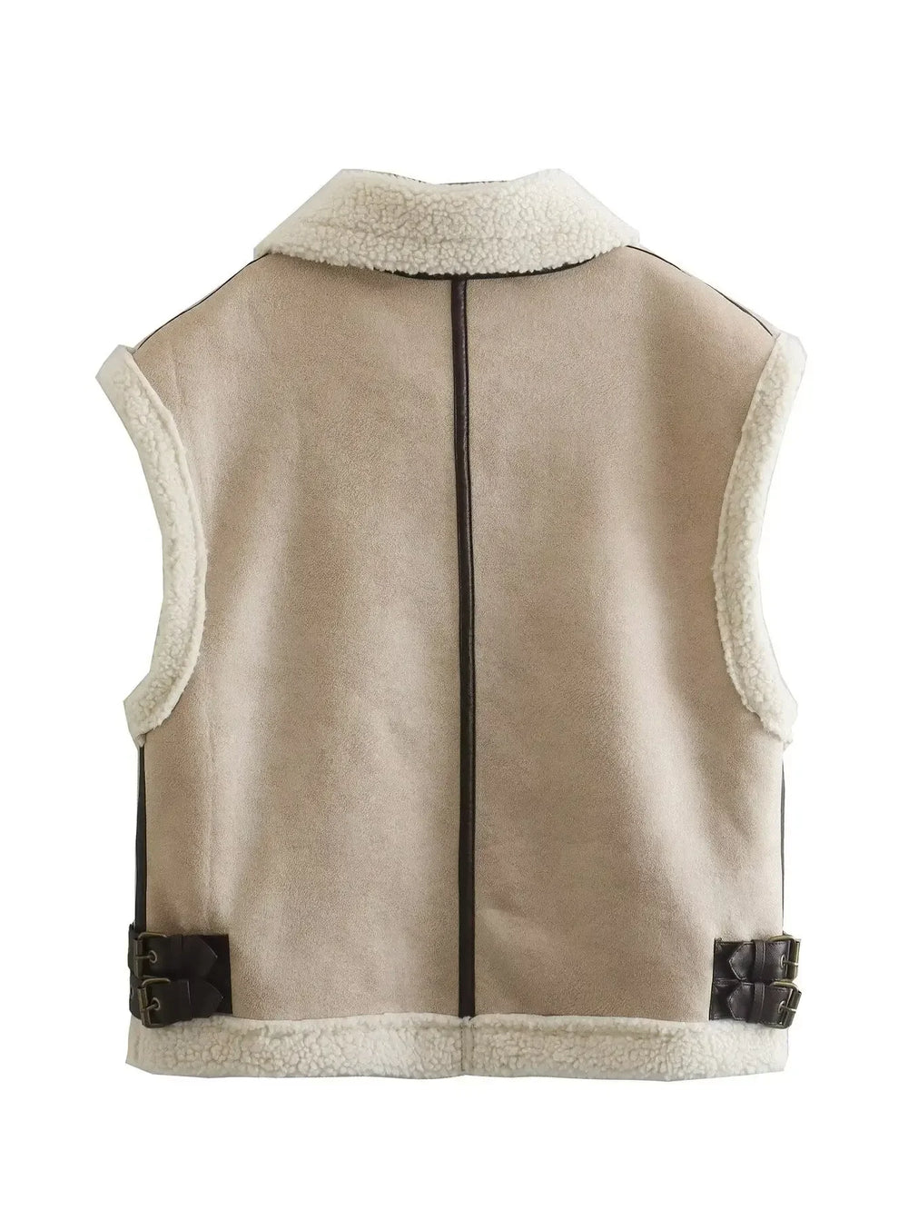Beige vest with black straps