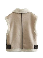 Beige vest with black straps