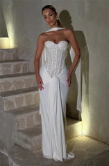 Sequin Strapless Draped Waist Evening Gown