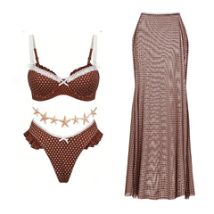 Polka Dot Gingham Ruffled Swimwear Set