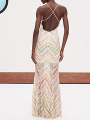 Rainbow Chevron Knit Maxi Dress