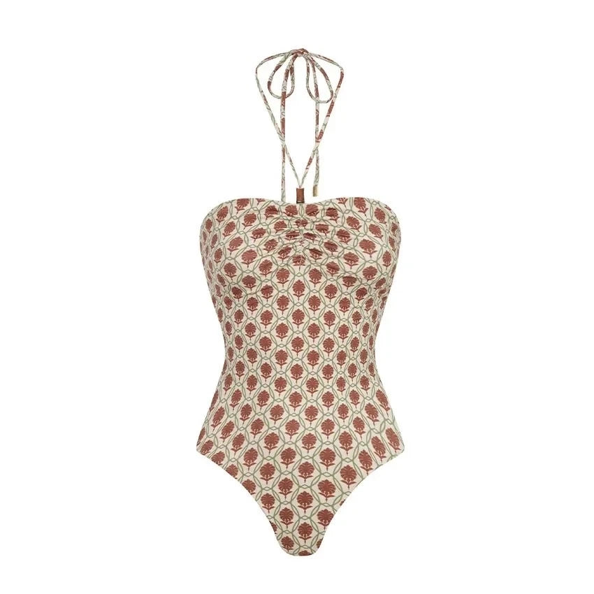 One-piece Swimwear with Geometric Pattern