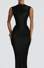 Satin High Neck Mermaid Maxi Dress