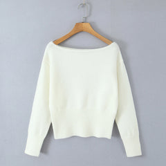 White Off-Shoulder Knit Sweater | Slouchy Pullover Top