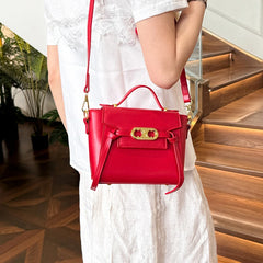 Structured Top Handle Short Gold Hardware Bag
