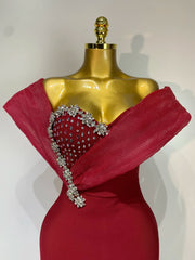 One Shoulder Embellished Neckline Gown
