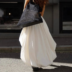 Asymmetric Midi Skirt with Voluminous Hem