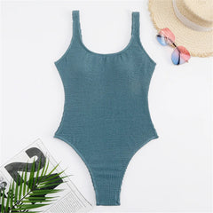Ribbed High-Cut One-Piece Swimwear