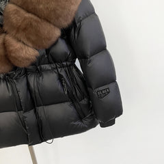 Hooded Down Jacket with Fur Trim Puffer Coat
