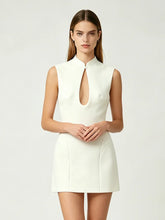 Stand collar cutout mini dress