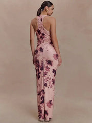 Floral Print Ruffle V-neck Maxi Dress