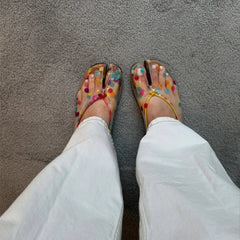 Colorful Polka Dot Split-Toe Flats