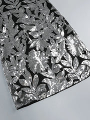 Silver Floral Sequin Halter Gown – Elegant Evening Dress