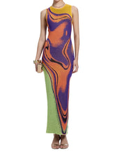 Abstract print sleeveless maxi dress