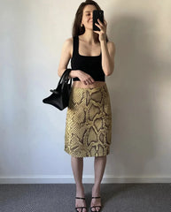 Snake print midi skirt