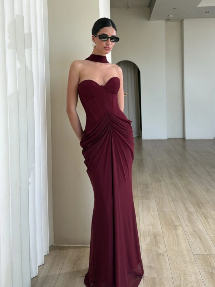 Strapless draped gown dress