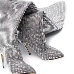 Crystal Embellished Over The Knee Boots