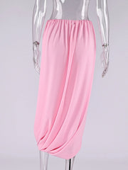 Flowy Draped Waist Maxi Skirt