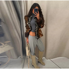 Faux Fur Spotted Print Jacket