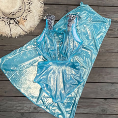 V-Neck Ruched Cut-Out Halter One-Piece Swimsuit and Maxi Skirt Set