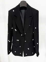 Black blazer with white button details
