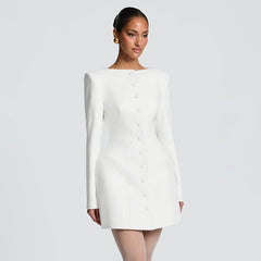 Button Structured Blazer Mini Dress
