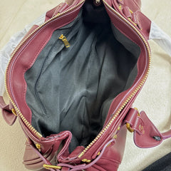 Gold Lock Leather Tote Bag