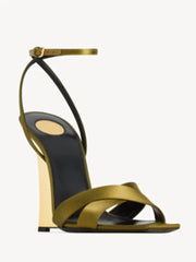 Wedge Gold Heel Ankle Strap Sandal