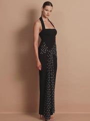 Polka Dot Halter Neck Maxi Dress