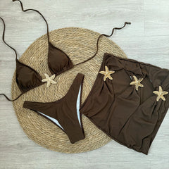 Black Starfish Embellished Bikini Set