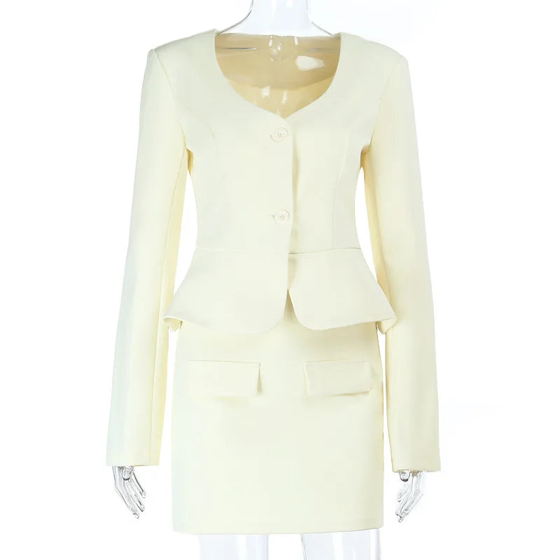 Apricot suit jacket on a white background