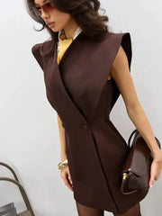 Double Breasted Sleeveless Mini Dress