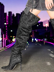 Crystal Embellished Over The Knee Boots