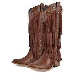 Fringe Pointed Toe Western Boots
