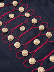 Button Embellished Stand Collar Military Jacket