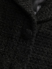 Black Tweed Short Blazer & Satin Mermaid Skirt Set