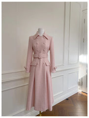 Double Breasted Belted Wool Blend Coat full front view