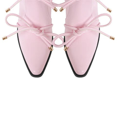 Pointed Toe Bow Detail Knee High Boots