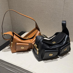 Lock Detail Shoulder Bag PU Leather