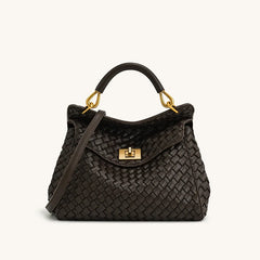 Crocodile Embossed Top Handle Lock-Down Bag