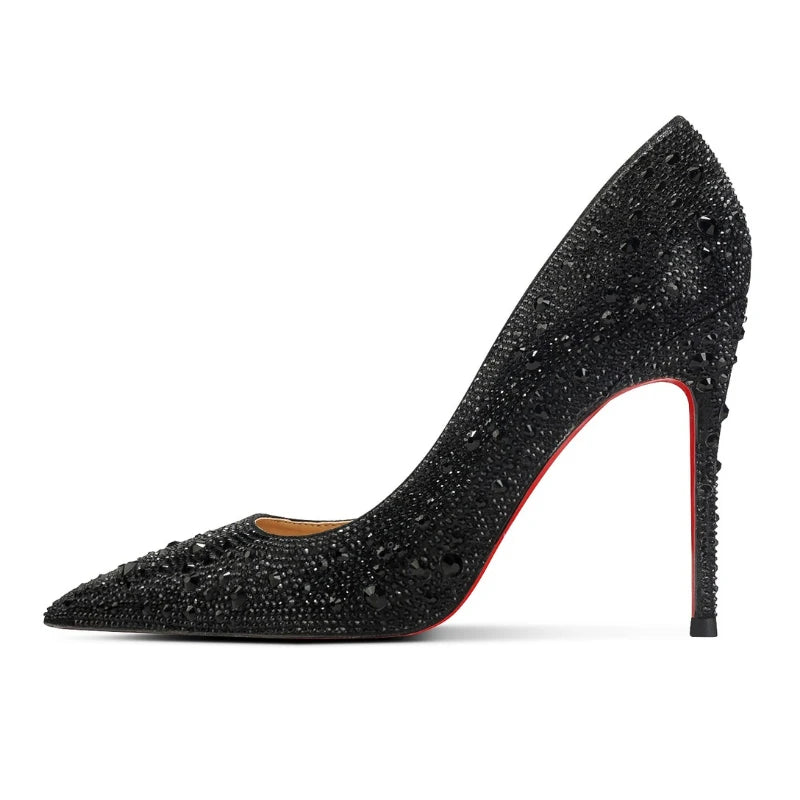 Black glitter high-heeled shoe