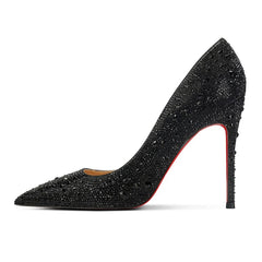 Black glitter high-heeled shoe