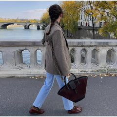 Fringe Sleeve Wool-Blend Tassel Blazer Coat